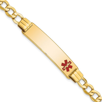 14K Halbmassiv Medizinisch Rot Emaille Panzer Glieder Id Armband