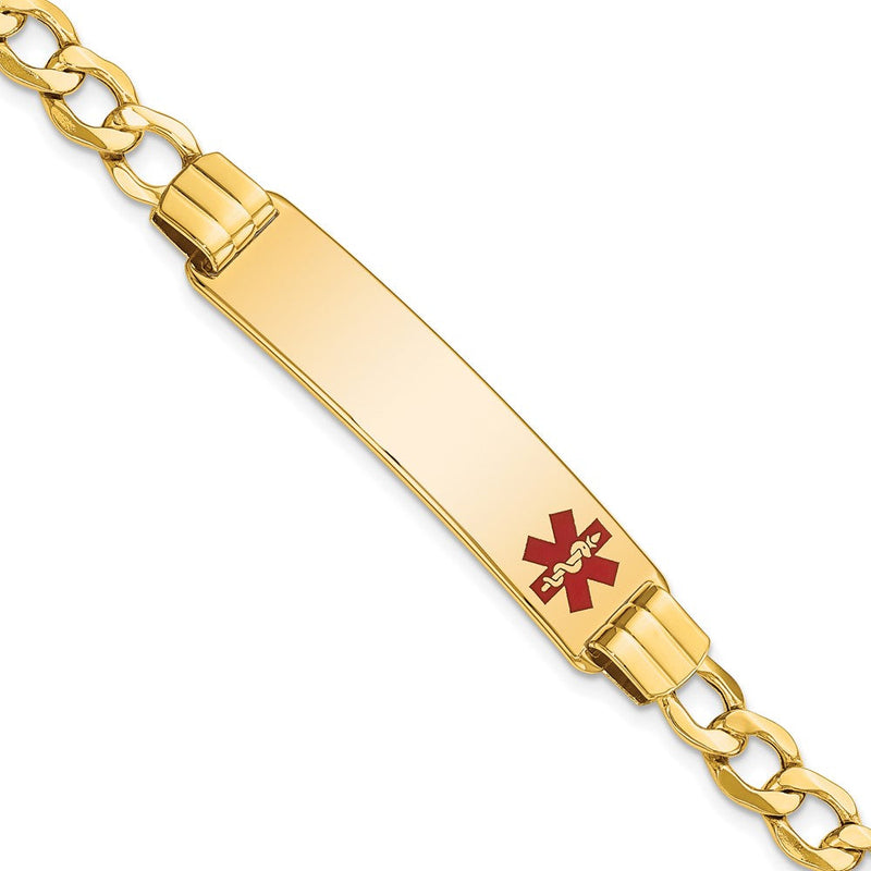 14K Halbmassiv Medizinisch Rot Emaille Panzer Glieder Id Armband