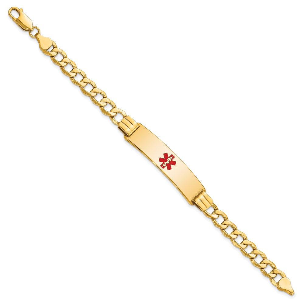 14K Halbmassiv Medizinisch Rot Emaille Panzer Glieder Id Armband