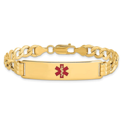 14K Halbmassiv Medizinisch Rot Emaille Panzer Glieder Id Armband