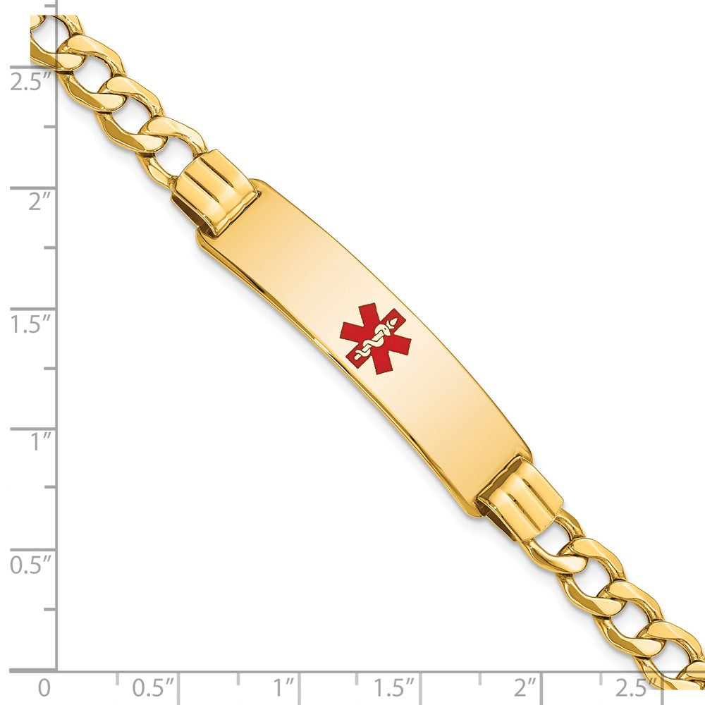 14K Halbmassiv Medizinisch Rot Emaille Panzer Glieder Id Armband