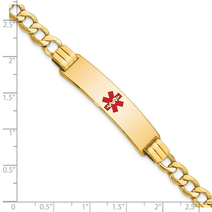 14K Halbmassiv Medizinisch Rot Emaille Panzer Glieder Id Armband