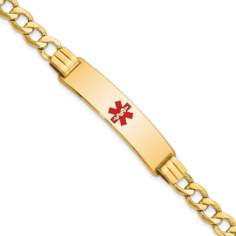 14K Halbmassiv Medizinisch Rot Emaille Panzer Glieder Id Armband