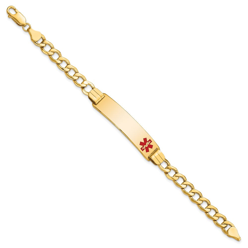 14K Halbmassiv Medizinisch Rot Emaille Panzer Glieder Id Armband