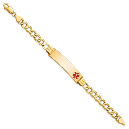 14K Halbmassiv Medizinisch Rot Emaille Panzer Glieder Id Armband