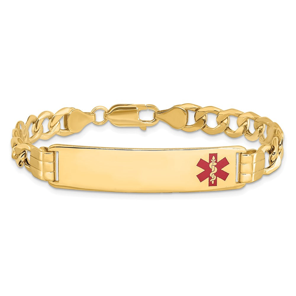 14K Halbmassiv Medizinisch Rot Emaille Panzer Glieder Id Armband
