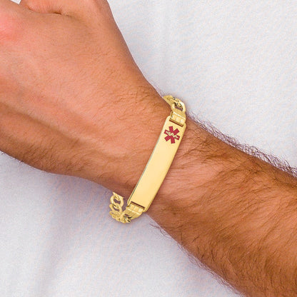 14K Halbmassiv Medizinisch Rot Emaille Panzer Glieder Id Armband