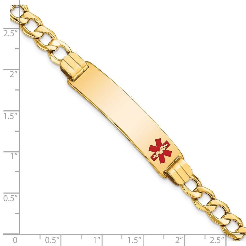 14K Halbmassiv Medizinisch Rot Emaille Panzer Glieder Id Armband