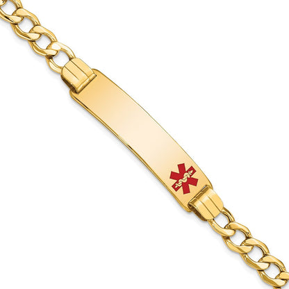 14K Halbmassiv Medizinisch Rot Emaille Panzer Glieder Id Armband