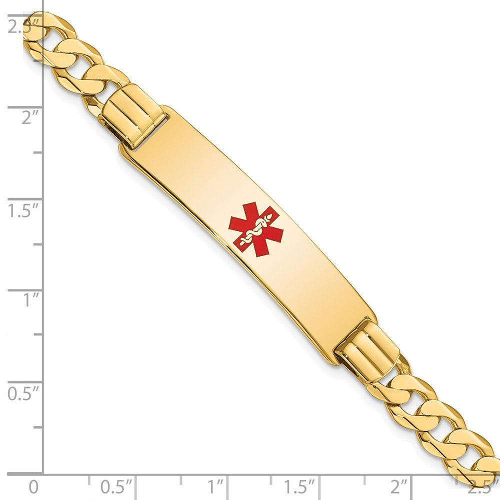 Massiv 14K Gelbgold Medizinisch Rot Emaille Panzer Glieder Id Armband