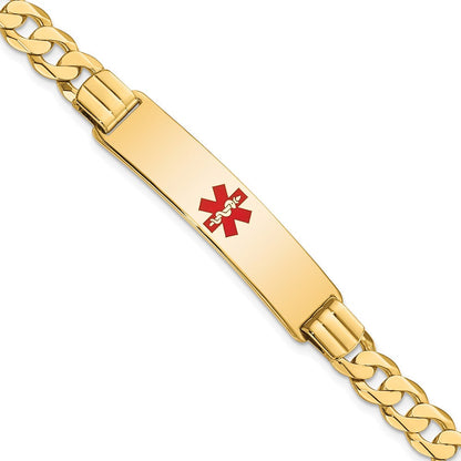 Massiv 14K Gelbgold Medizinisch Rot Emaille Panzer Glieder Id Armband