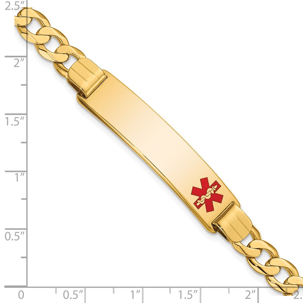 Massiv 14K Gelbgold Medizinisch Rot Emaille Panzer Glieder Id Armband