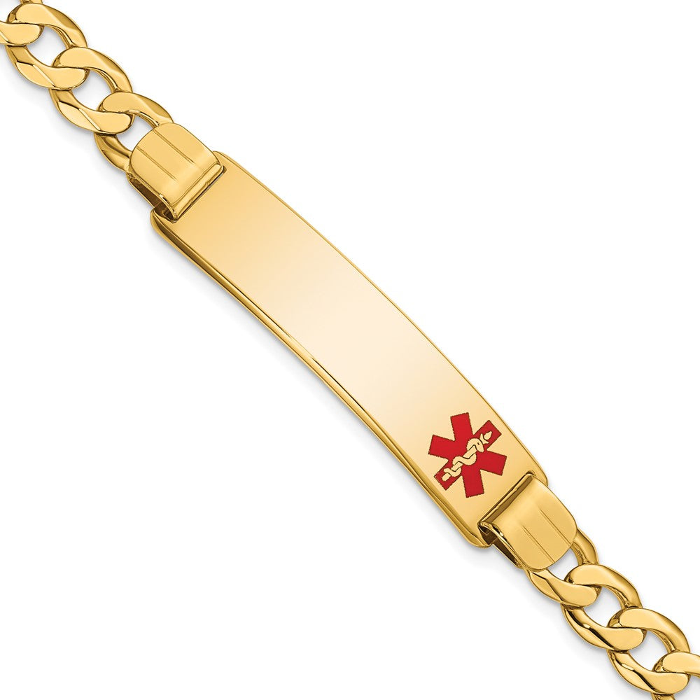 Massiv 14K Gelbgold Medizinisch Rot Emaille Panzer Glieder Id Armband