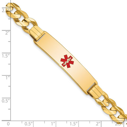Massiv 14K Gelbgold Medizinisch Rot Emaille Panzer Id Armband