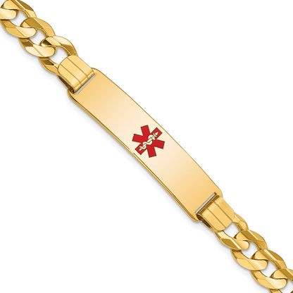 Massiv 14K Gelbgold Medizinisch Rot Emaille Panzer Id Armband