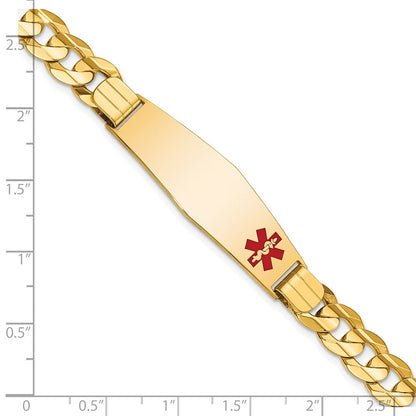 14K Gelbgold Medizinisch Massiv Kette/solid Platte Weich Diamant Form 39x12mm Off Mittig Rot Emaille Panzer Glieder 8 Zoll Id Armband