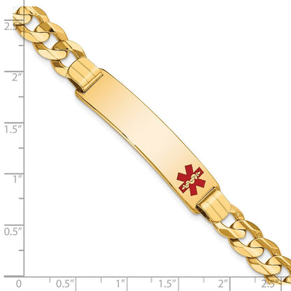 Massiv 14K Gelbgold Medizinisch Rot Emaille Panzer Id Armband