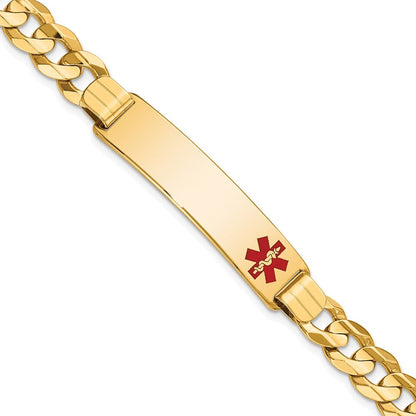 Massiv 14K Gelbgold Medizinisch Rot Emaille Panzer Id Armband
