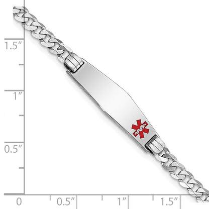14K Weißgold Medizinisch Massiv Kette/solid Platte 26x7mm Weich Diamant Form Off Mittig Rot Emaille Flach Panzer Glieder Id Armband