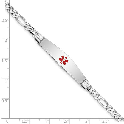 14K Weißgold Medizinisch Massiv Kette/solid Platte Weich Diamant Form 36x9mm Centered Rot Emaille Figaro Glieder Id Armband