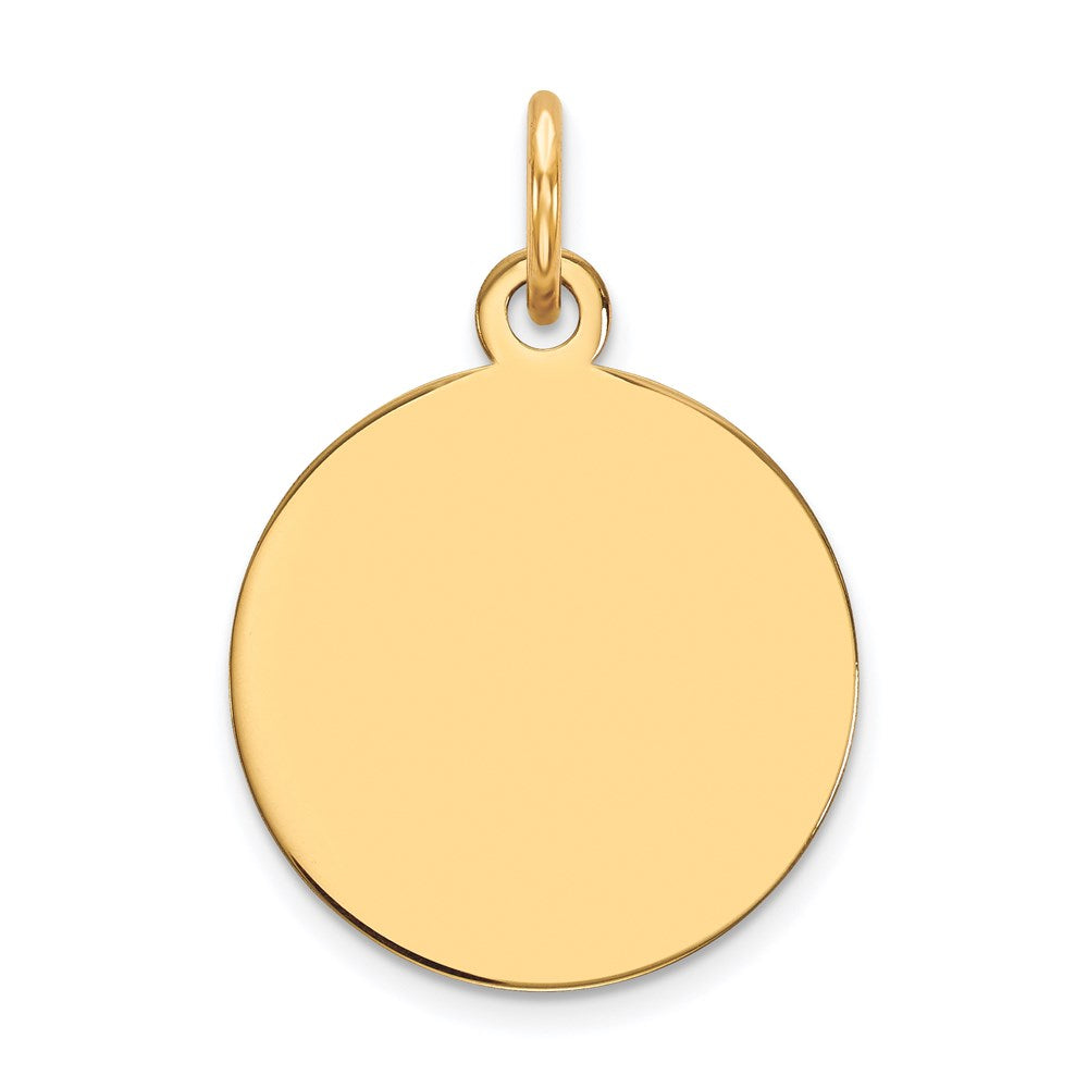 14K Gelbgold Schlicht Kreisförmig Gravierbar Plättchen Charm