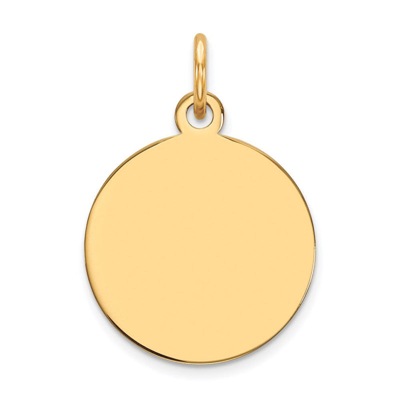 14K Gelbgold Schlicht Kreisförmig Gravierbar Plättchen Charm