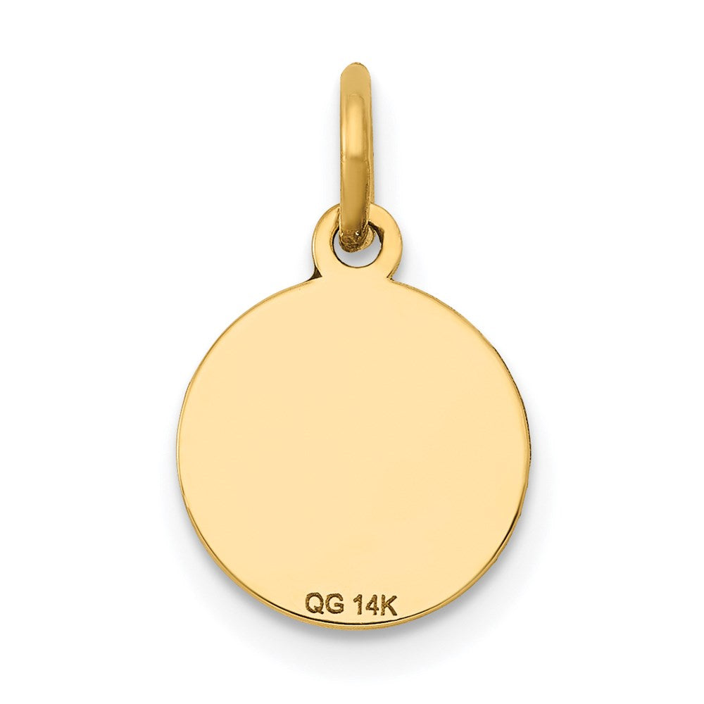 14K Gelbgold Charm mit Emaille, rundes gravierbares Scheiben-Charm, 0,027 Gauge