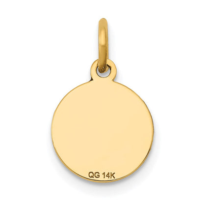 14K Gelbgold Charm mit Emaille, rundes gravierbares Scheiben-Charm, 0,027 Gauge