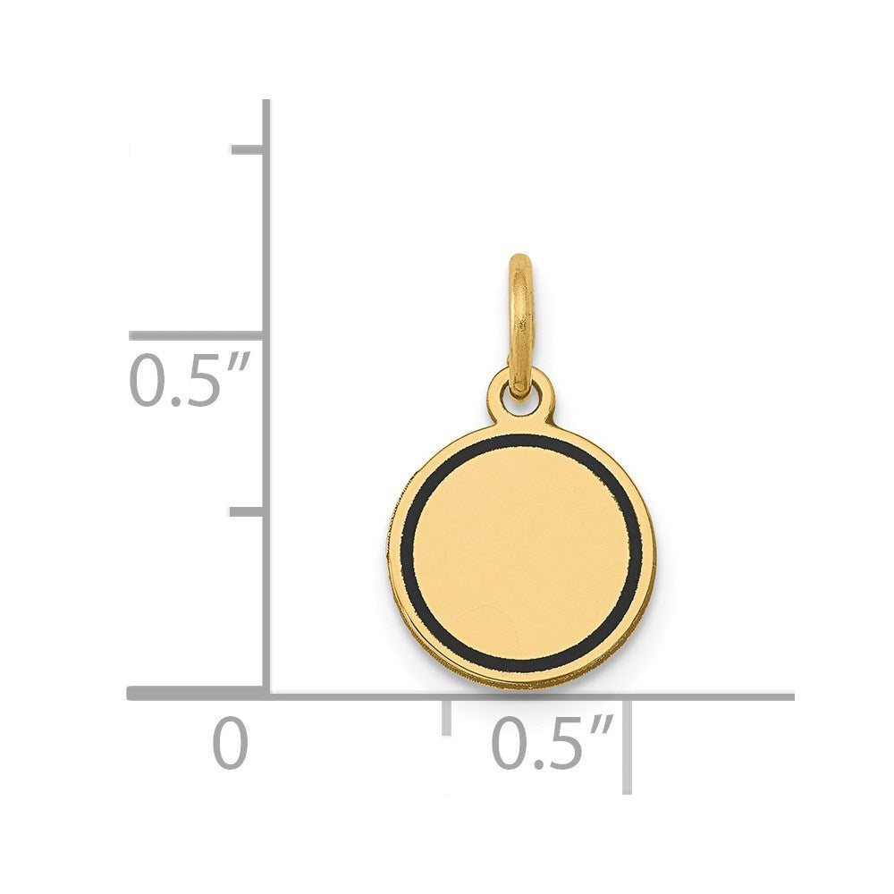 14K Gelbgold Charm mit Emaille, rundes gravierbares Scheiben-Charm, 0,027 Gauge