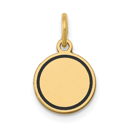 14K Gelbgold Charm mit Emaille, rundes gravierbares Scheiben-Charm, 0,027 Gauge