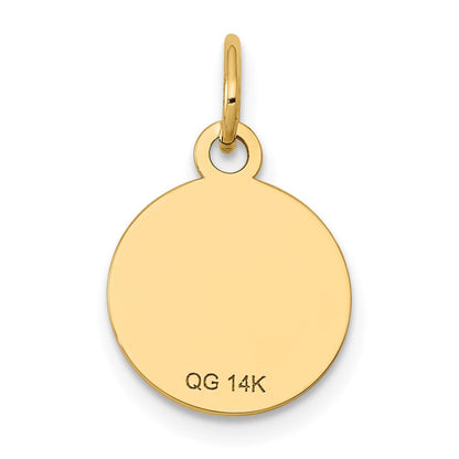 14K Gelbgold 14K mit Emaille.027 Stärke Kreisförmig Gravierbar Plättchen Charm