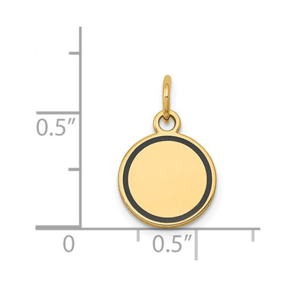 14K Gelbgold 14K mit Emaille.027 Stärke Kreisförmig Gravierbar Plättchen Charm