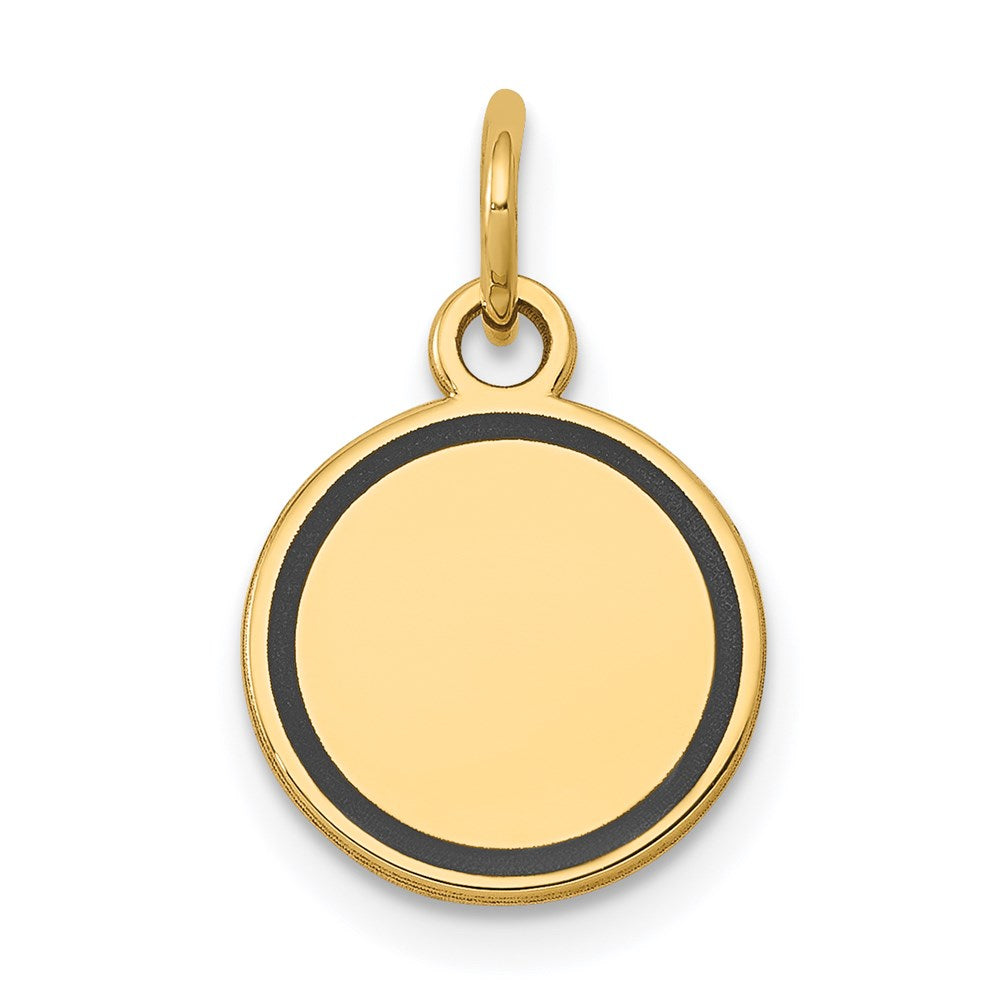 14K Gelbgold 14K mit Emaille.027 Stärke Kreisförmig Gravierbar Plättchen Charm
