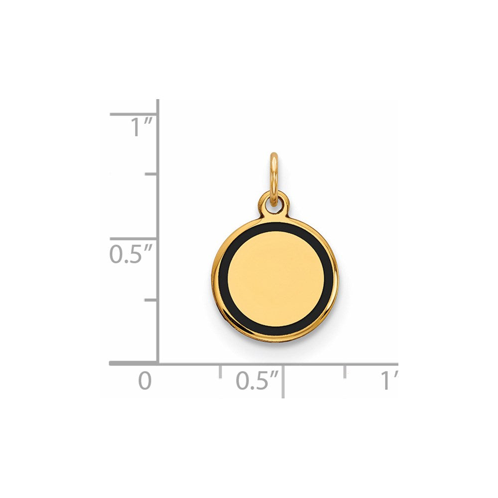 14K Gelbgold Runder Gravierbarer Scheiben-Charm mit Emaille, 0,027 Gauge