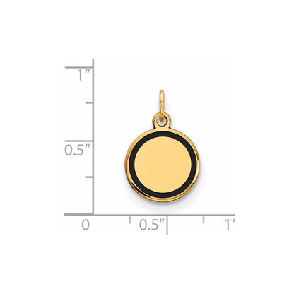 14K Gelbgold Runder Gravierbarer Scheiben-Charm mit Emaille, 0,027 Gauge