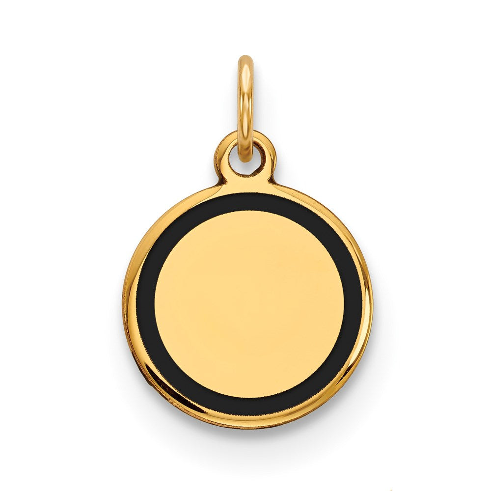 14K Gelbgold Runder Gravierbarer Scheiben-Charm mit Emaille, 0,027 Gauge