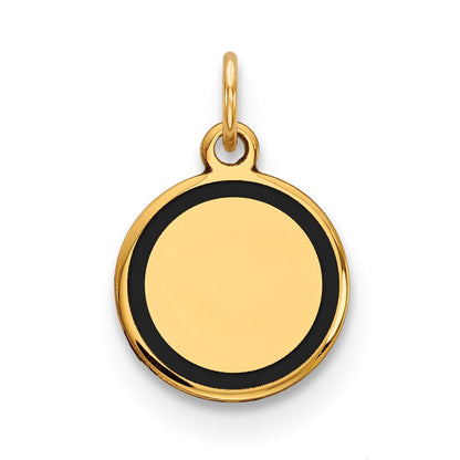 14K Gelbgold Runder Gravierbarer Scheiben-Charm mit Emaille, 0,027 Gauge