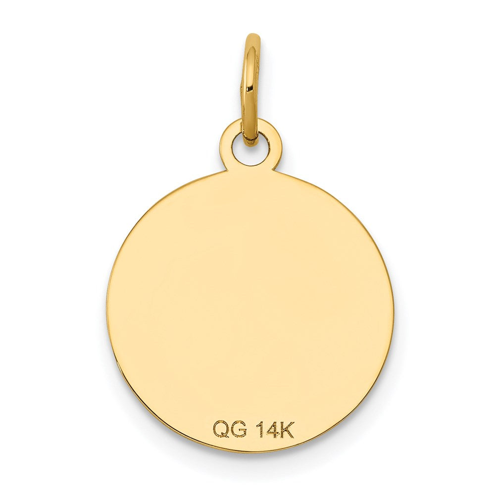 14 Karat Gelbgold mit Emaille, 0,027 Gauge, rundes gravierbares Scheiben-Charm