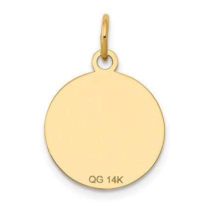14 Karat Gelbgold mit Emaille, 0,027 Gauge, rundes gravierbares Scheiben-Charm