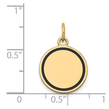 14 Karat Gelbgold mit Emaille, 0,027 Gauge, rundes gravierbares Scheiben-Charm