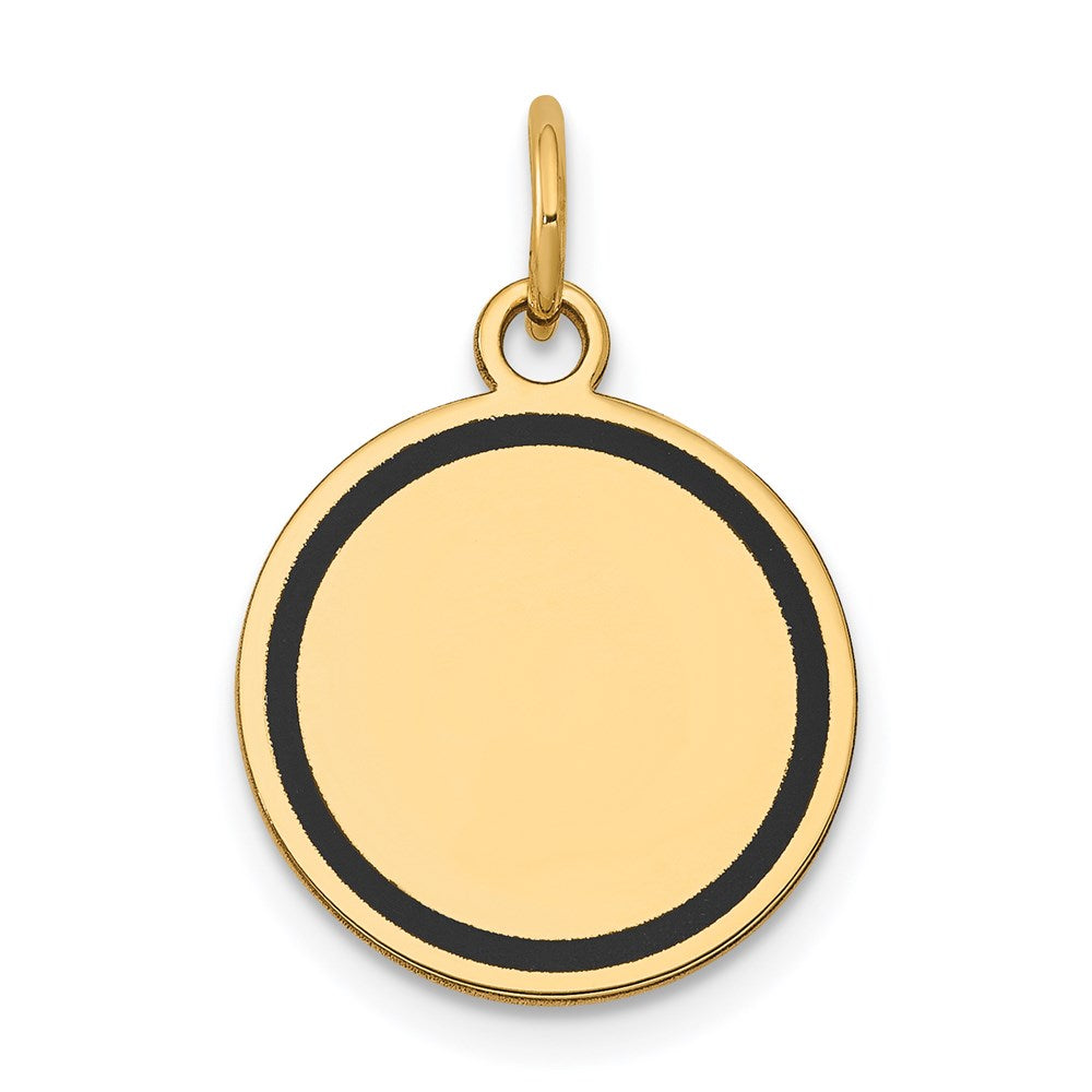 14 Karat Gelbgold mit Emaille, 0,027 Gauge, rundes gravierbares Scheiben-Charm