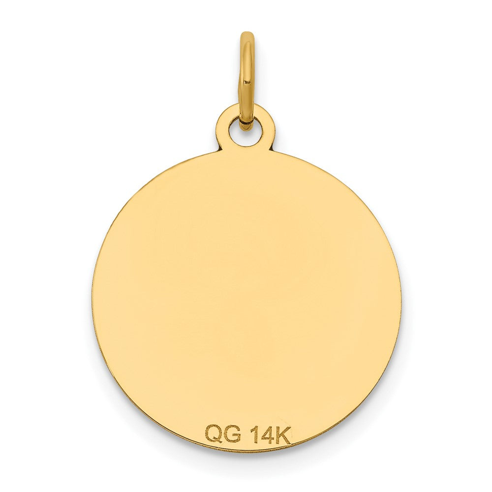 14 K Gelbgold mit Emaille, .027 Gauge, runder gravierbarer Scheiben-Charm