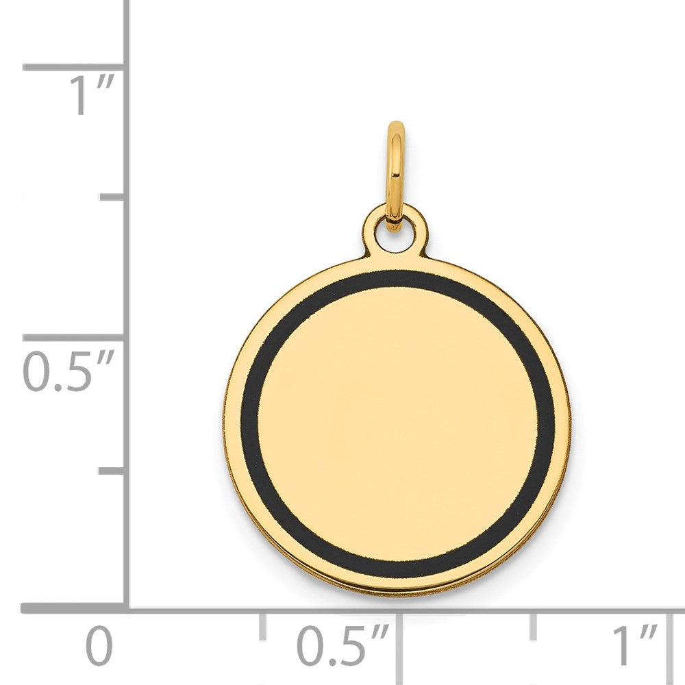 14 K Gelbgold mit Emaille, .027 Gauge, runder gravierbarer Scheiben-Charm