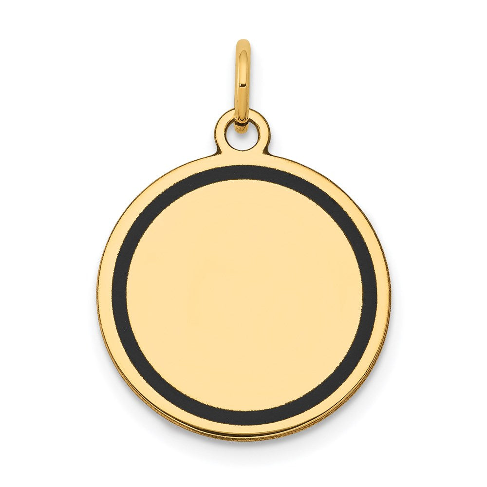 14 K Gelbgold mit Emaille, .027 Gauge, runder gravierbarer Scheiben-Charm