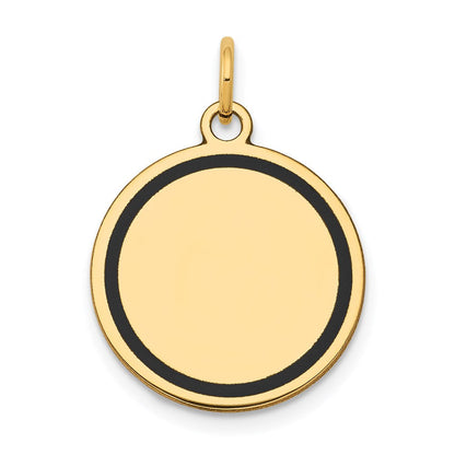 14 K Gelbgold mit Emaille, .027 Gauge, runder gravierbarer Scheiben-Charm
