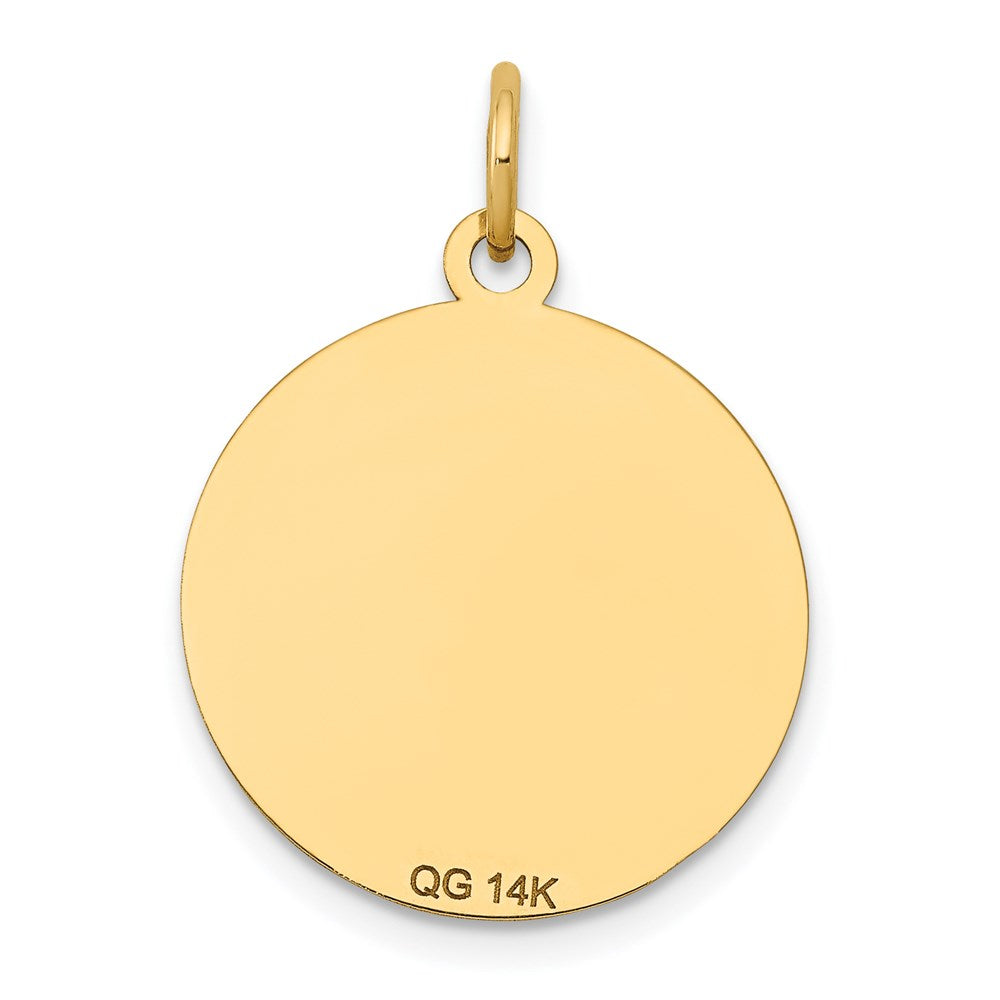 14 K Gelbgold mit Emaille, 0,027 Gauge, runder gravierbarer Scheiben-Charm