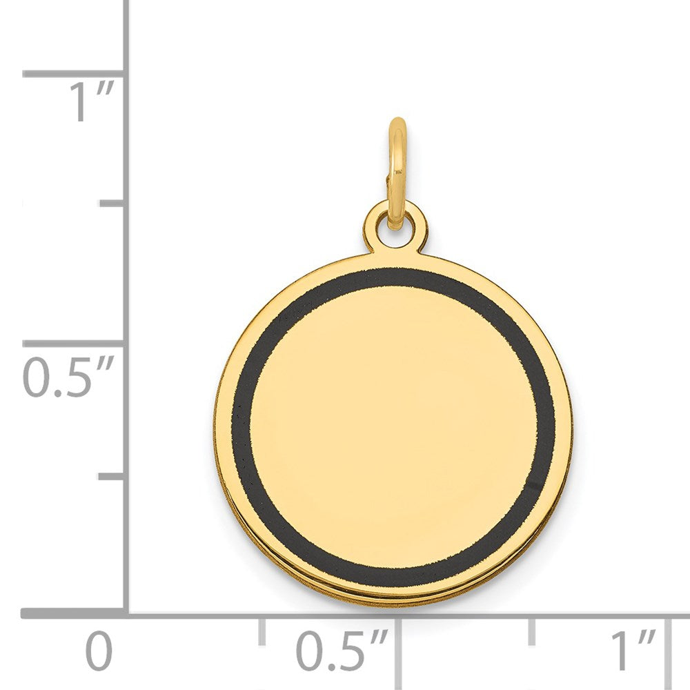 14 K Gelbgold mit Emaille, 0,027 Gauge, runder gravierbarer Scheiben-Charm