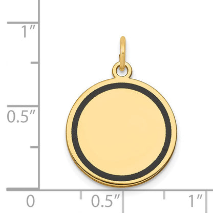14 K Gelbgold mit Emaille, 0,027 Gauge, runder gravierbarer Scheiben-Charm