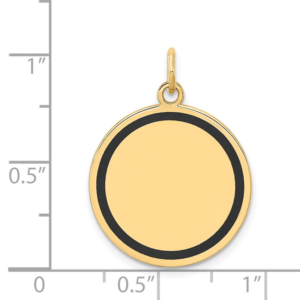 14 Karat Gelbgold mit Emaille, 0,027 Gauge, runder gravierbarer Scheiben-Charm