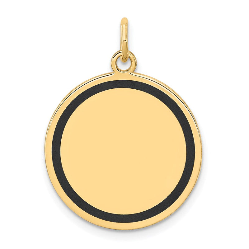 14 Karat Gelbgold mit Emaille, 0,027 Gauge, runder gravierbarer Scheiben-Charm